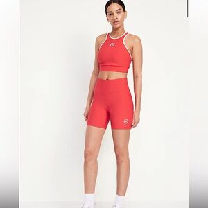 3/30$🤍 OLD NAVY | High waisted power soft biker shorts In cherry tomato